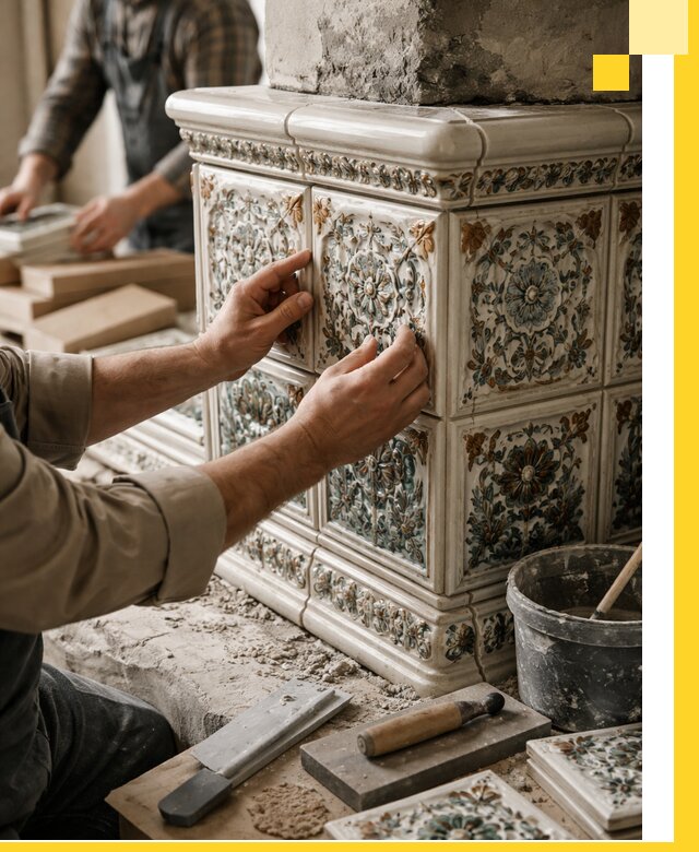 Изразцовые камины под ключ в Кашире: проект и монтаж