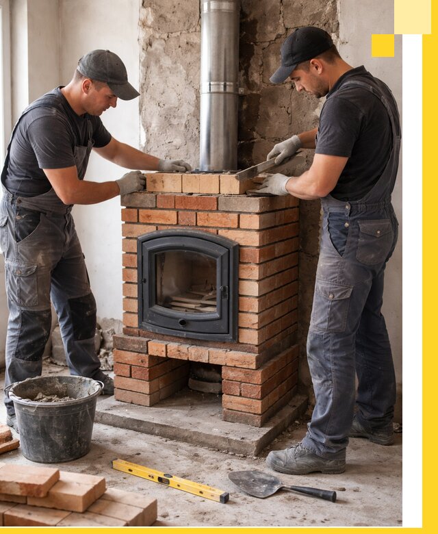 Монтаж печи камина под ключ в Кашире с гарантией и пусконаладкой