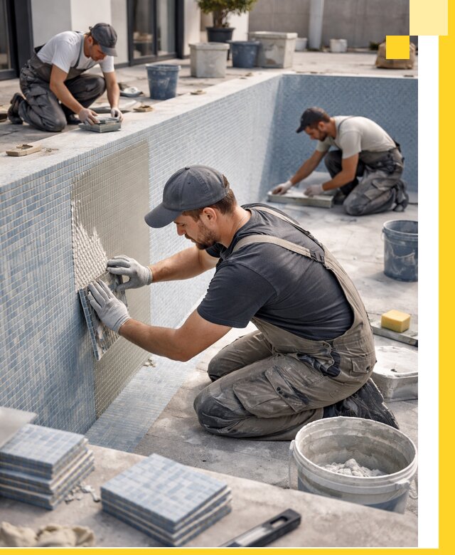 Облицовка бассейнов в Кашире плитка мозаика гидроизоляция