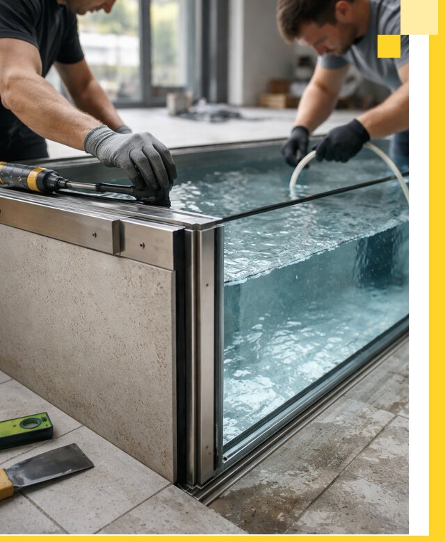 Проектирование и монтаж стеклянных бассейнов в Кашире