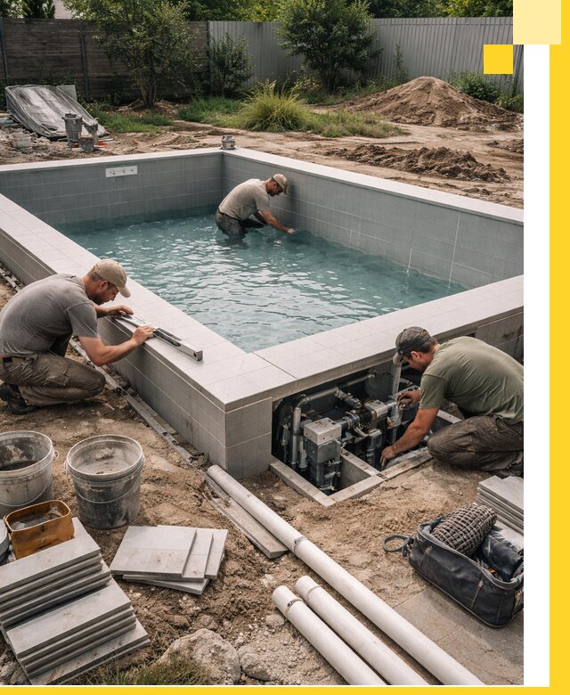 Строительство и монтаж бассейнов для дачи под ключ в Кашире