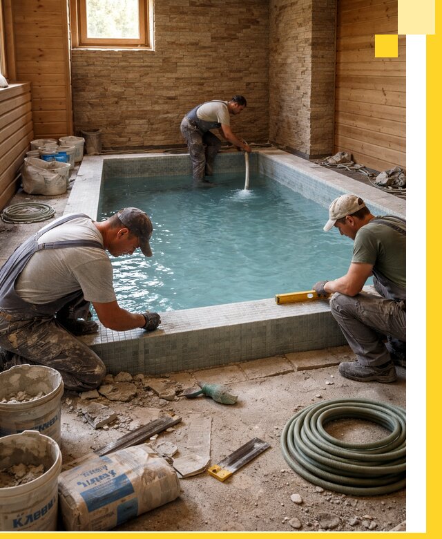 Проектирование и строительство бассейнов для бани в Кашире