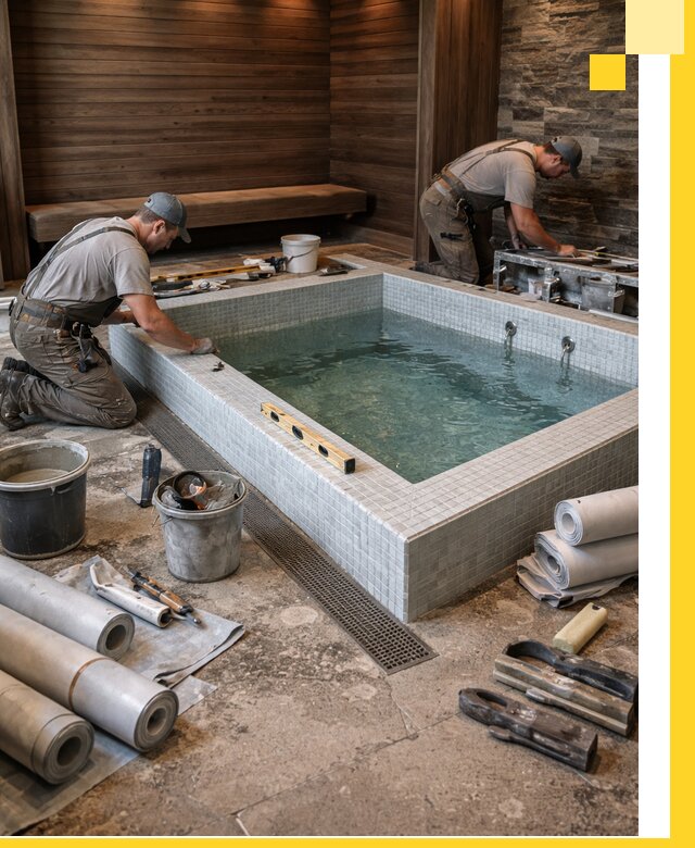 Установка и строительство бассейнов для сауны в Кашире