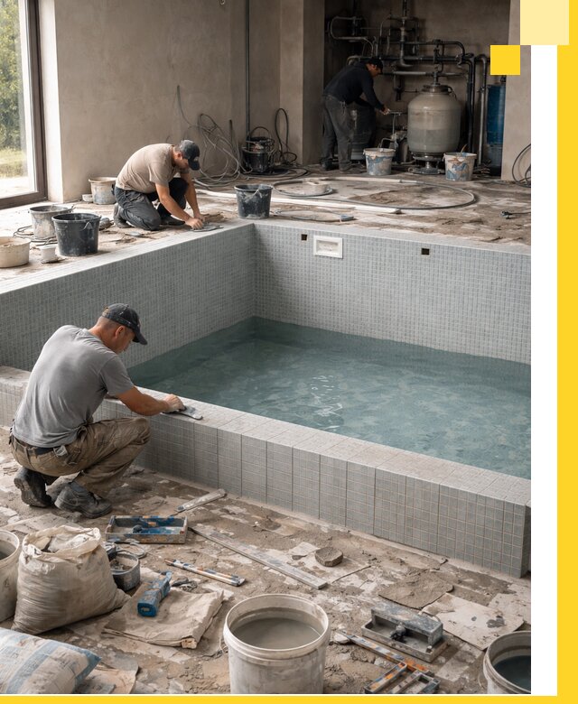 Строительство и монтаж бассейнов в помещении в Кашире