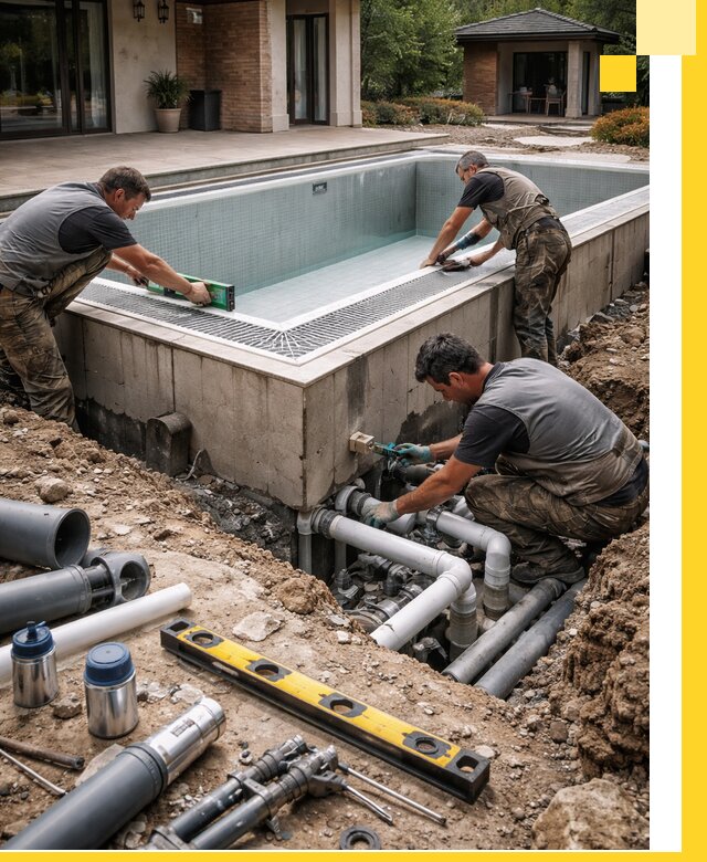 Строительство переливных бассейнов в Кашире под ключ