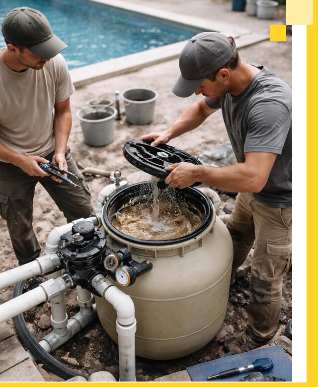 Установка и обслуживание песочных фильтров для бассейнов в Кашире