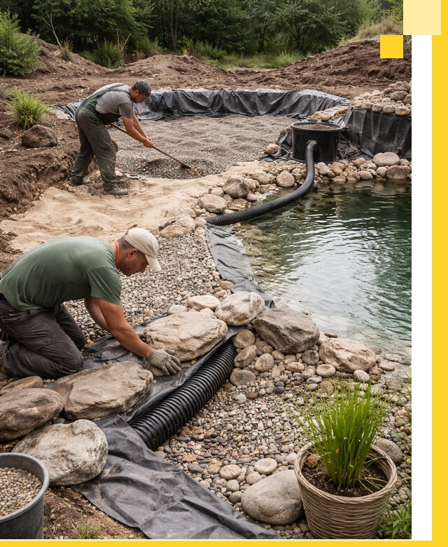 Строительство природных бассейнов и озер в Кашире под ключ