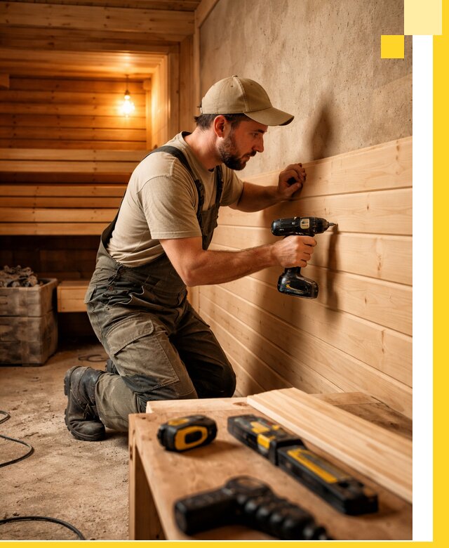 Профессиональная внутренняя отделка бани в Кашире под ключ