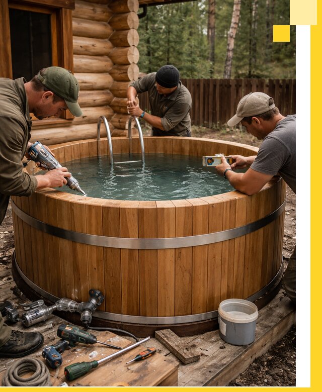 Строительство бань с купелью под ключ и отделкой в Кашире