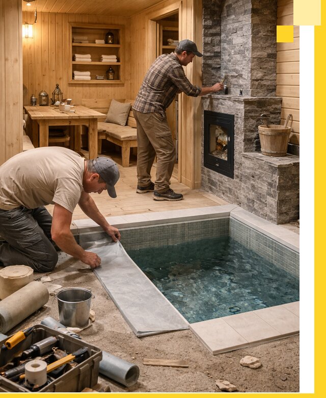 Строительство бань с комнатой отдыха под ключ в Кашире