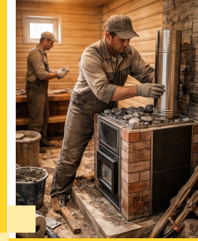 Монтаж печи в бане под ключ в Кашире от 20828 р. | ЭриданКшр