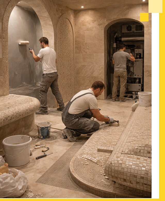 Строительство бани с хамамом и бассейном под ключ в Кашире