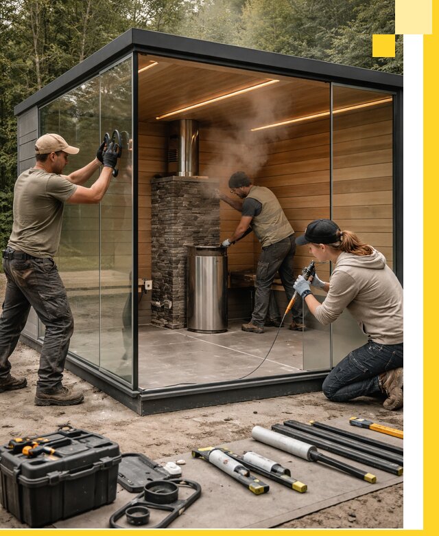 Проектирование и строительство стеклянных бань в Кашире