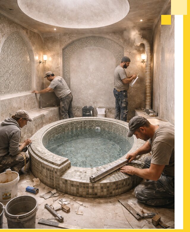 Профессиональное строительство хамама с бассейном в Кашире под ключ