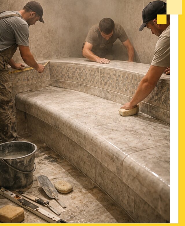 Изготовление и установка сидений для хамама в Кашире