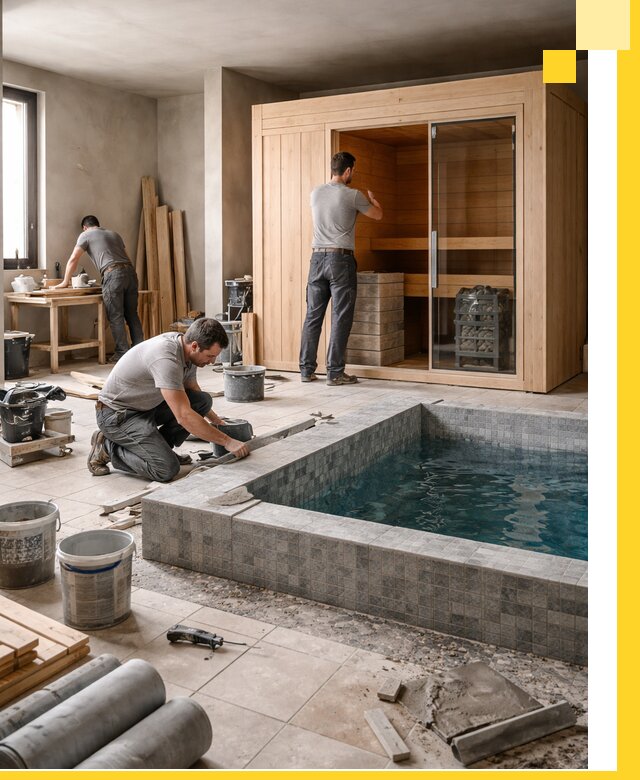 SPA зоны под ключ с бассейном сауной и печью в Кашире